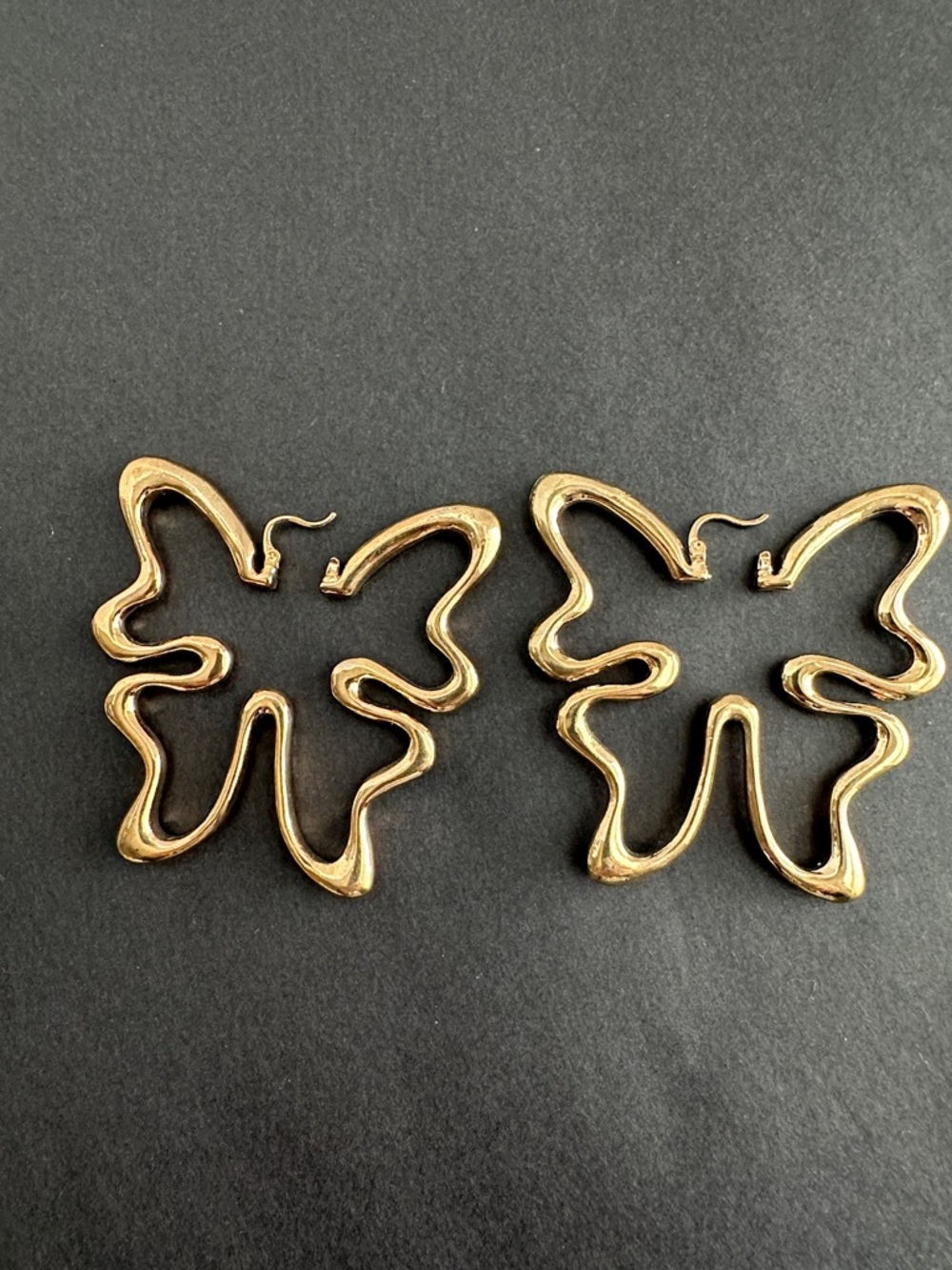 Gold Butterfly Outline Hoop Earrings